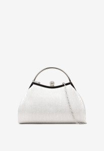 Srebrna Trapezowa Torebka Kopertówka Vices z Rączką i Odpinanym Łańcuszkiem Accodia