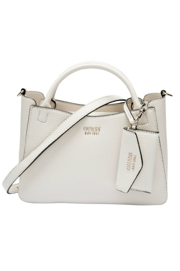 GUESS Biała torebka damska klasyczna SML Girlfriend Satchel