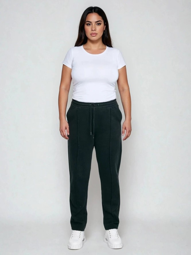 Spodnie damskie dresowe z przeszyciem czarne Pixelinap 906