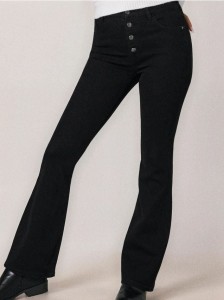 Spodnie jeansowe flare - czarny