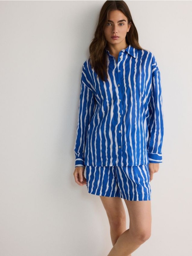 Koszula oversize z modalem - niebieski