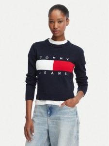 Tommy Jeans Sweter Flag DW0DW22930 Granatowy Regular Fit