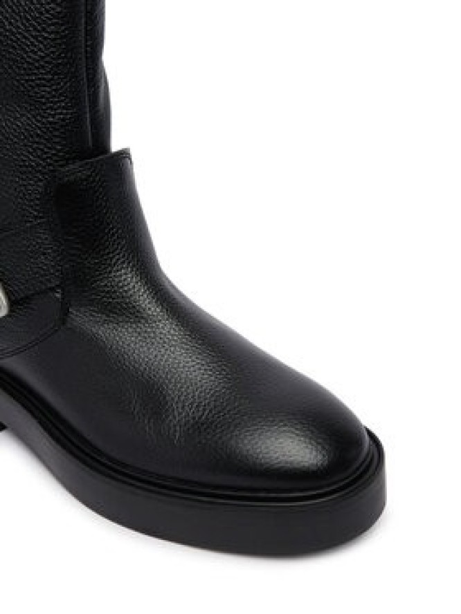 Calvin Klein Botki Conc Welt Mid Biker Boot Lth HW0HW03212 Czarny