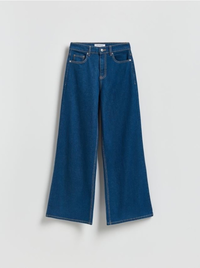 Jeansy wide leg - granatowy