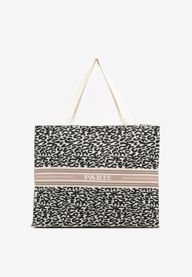 Czarna Torebka Typu Shopper o Prostokątnym Kształcie Salania