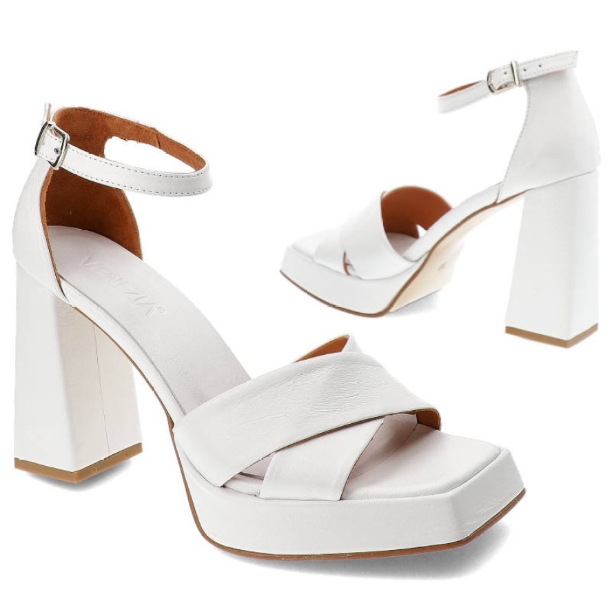Białe Sandały Venezia Stylowe Skórzane Obuwie