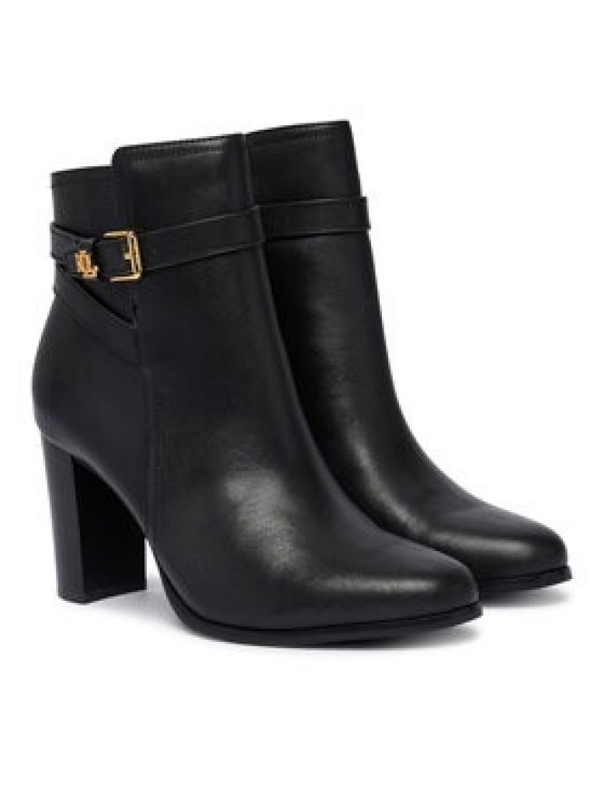 LAUREN RALPH LAUREN Botki Brooke II Calfskin Bootie Heel 802974475004 Czarny
