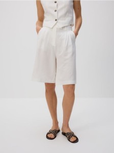 Szorty bermudy z wiskozą - złamana biel