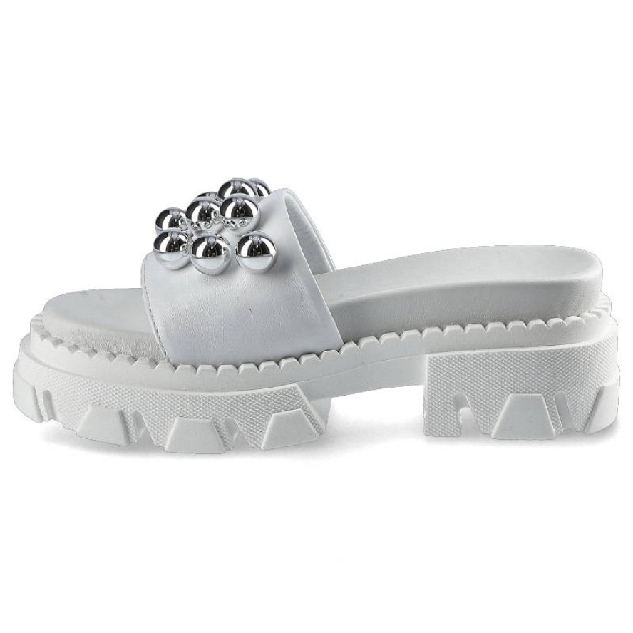 Białe Klapki Carinii Buty Damskie Obuwie Ze Skóry