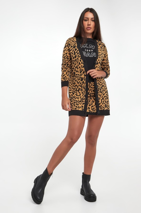 Kardigan damski w panterkę DKNY