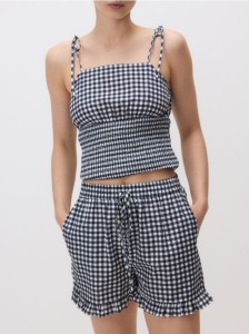 Szorty z falbanką - granatowy