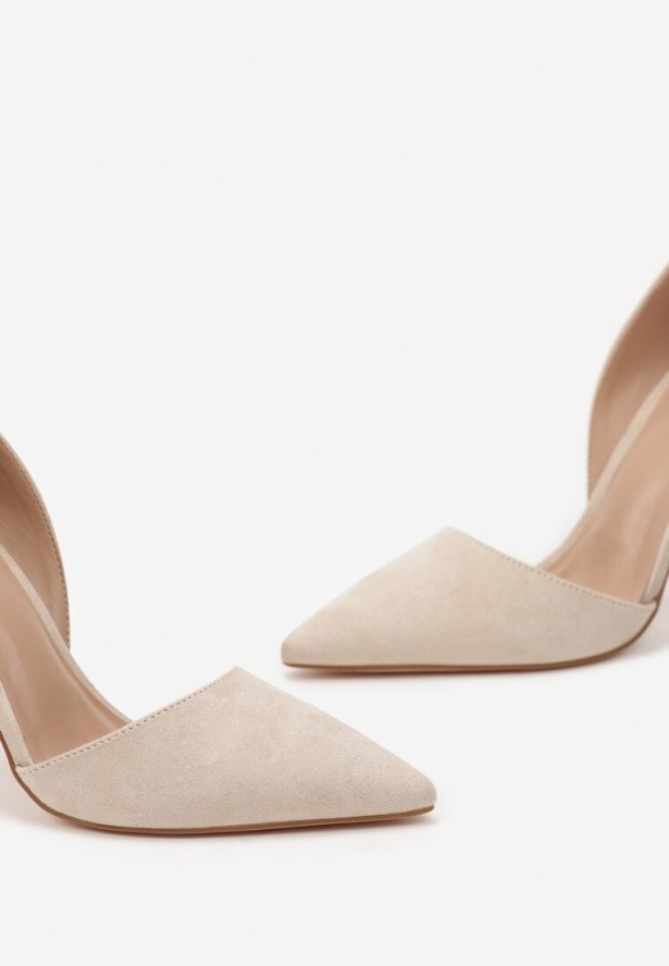 Beżowe Szpilki z Wycięciami i Szpiczastym Noskiem Isobette