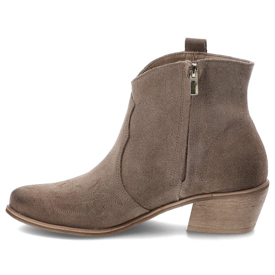 Botki damskie Armodo, kowbojki za kostkę zamszowe skórzane z wzorami na klocku i na zamek, beżowe, 1515