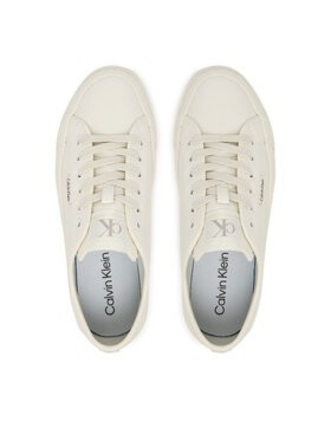 Calvin Klein Sneakersy Vulc Flatf Lace Up Lth YW0YW01932 Biały