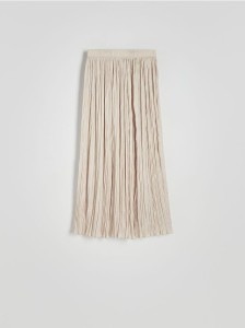Spódnica maxi z gniecionej tkaniny - beżowy