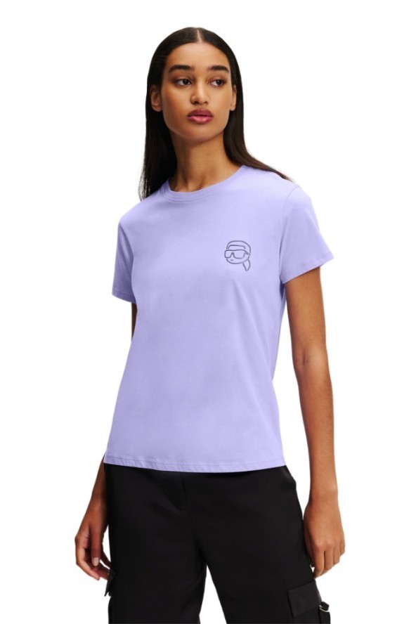 KARL LAGERFELD Lawendowy damski t-shirt Ikonik 2.0 Jelly, Rozmiar S