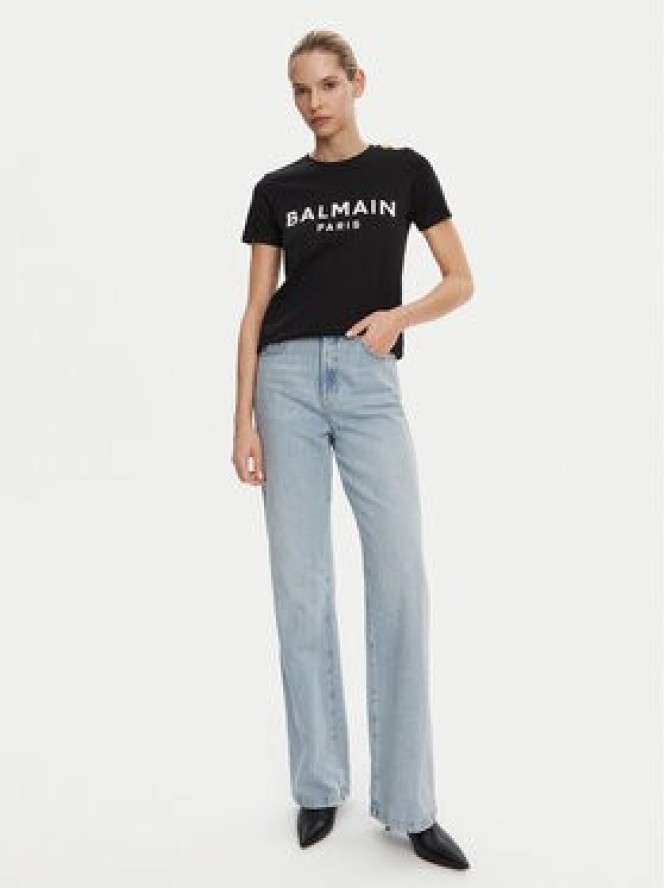 Balmain T-Shirt BF1EF005BB02 Czarny Regular Fit