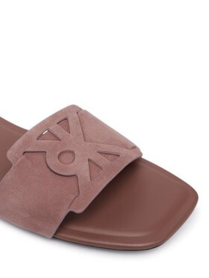 Calvin Klein Klapki Square Flat Sndl Embl Suede HW0HW03055 Różowy
