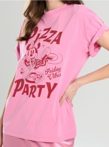 Koszulka z nadrukiem i efektem sprania Minnie Mouse - różowy