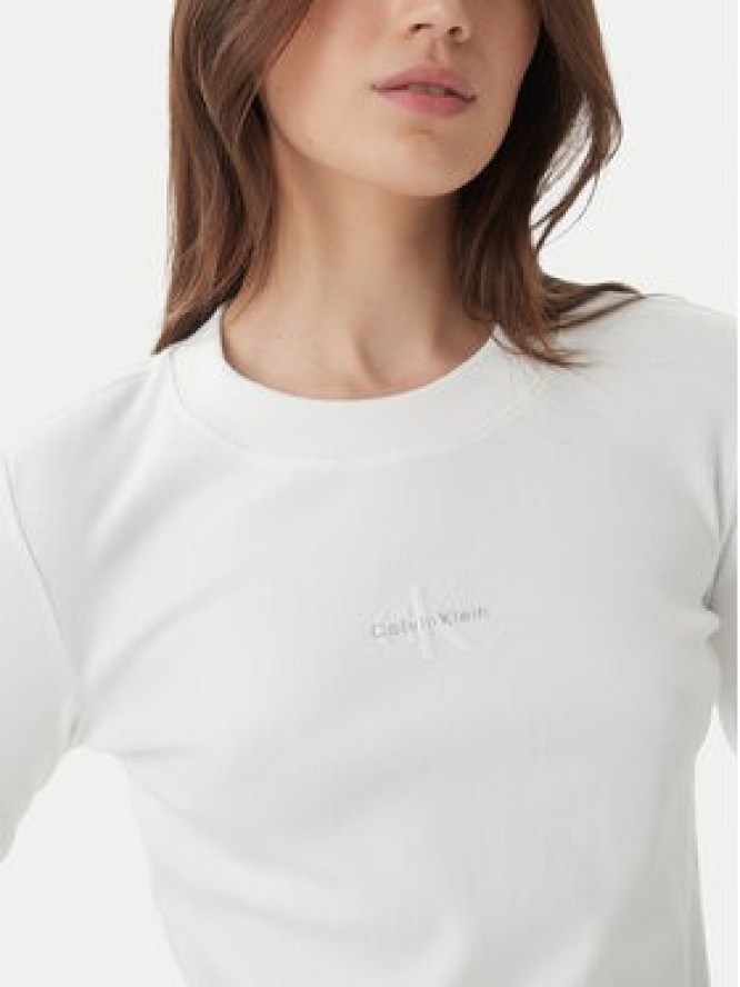 Calvin Klein Jeans Bluzka Monogram LV047A803G Biały Slim Fit