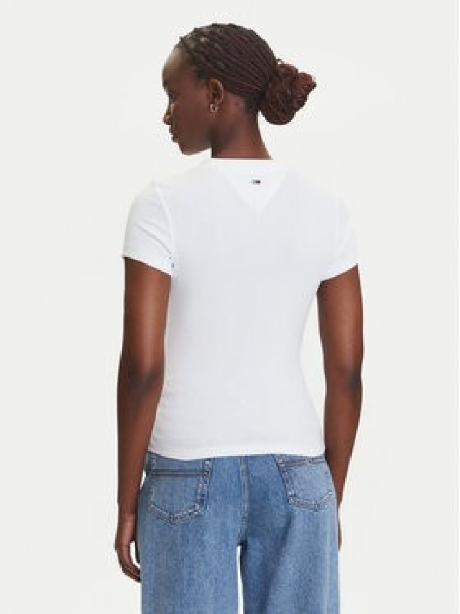 Tommy Jeans T-Shirt Script Label DW0DW21402 Biały Slim Fit