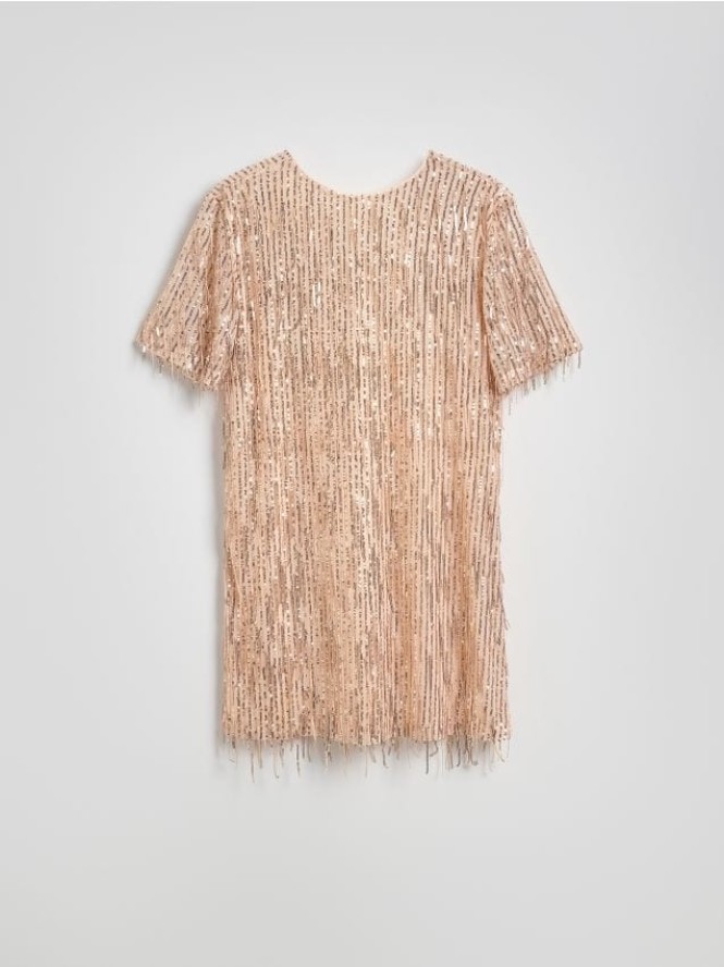 Cekinowa sukienka mini - złoty