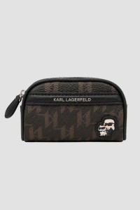 KARL LAGERFELD Czarny pasek damski z mini saszetką Ikon Monogram, Rozmiar 95