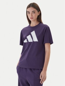 adidas T-Shirt Holiday Metallic Graphic JV8527 Fioletowy Regular Fit