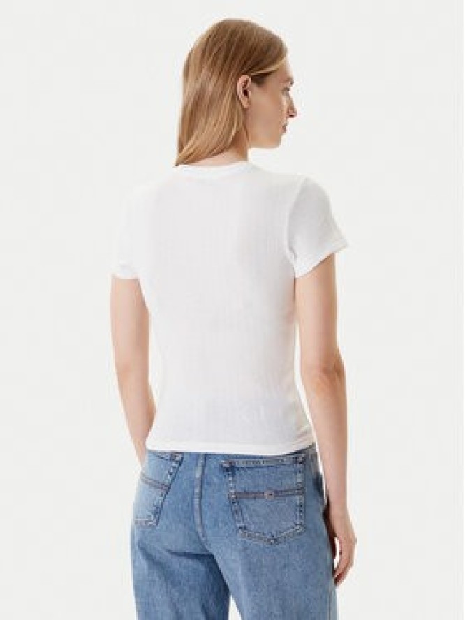 Tommy Jeans T-Shirt Logo Pointelle DW0DW20899 Écru Slim Fit