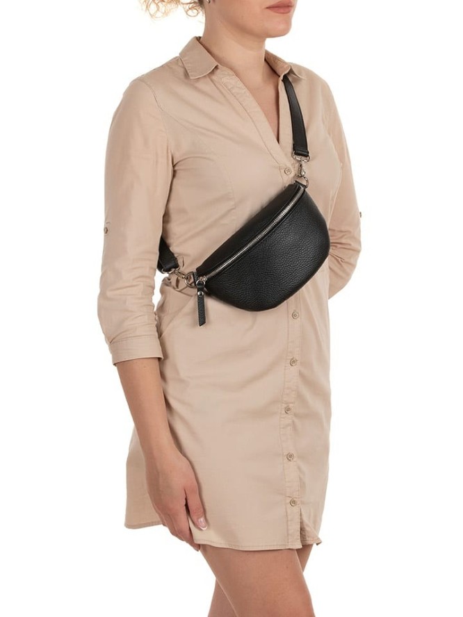 Anna Morellini Skórzana saszetka "Agnese" w kolorze czarnym - 23 x 15 x 1 cm rozmiar: onesize