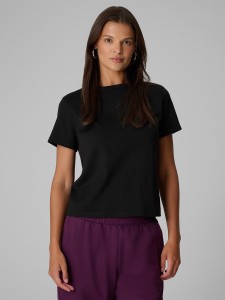 4F T-shirt regular gładki damski - czarny S