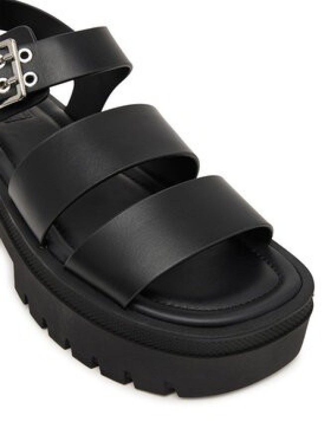 Tommy Jeans Sandały Tjw Straps Leather Max Sandal EN0EN02944 Czarny