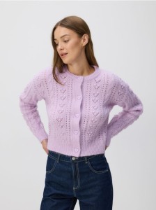 Kardigan z ozdobnymi guzikami - lawendowy