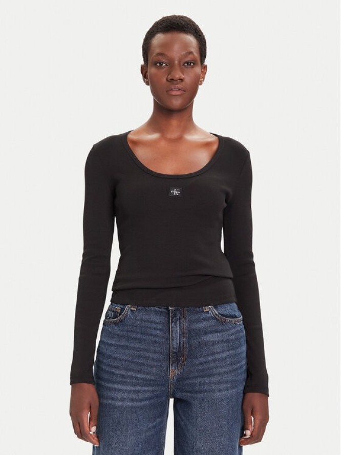 Calvin Klein Jeans Bluzka LV047D218G Czarny Slim Fit