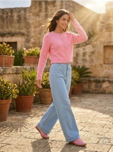 Jeansy wide leg - niebieski