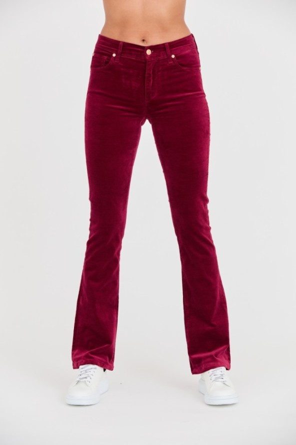 7 FOR ALL MANKIND Bordowe damskie spodnie Bootcut Velvet, Rozmiar 27
