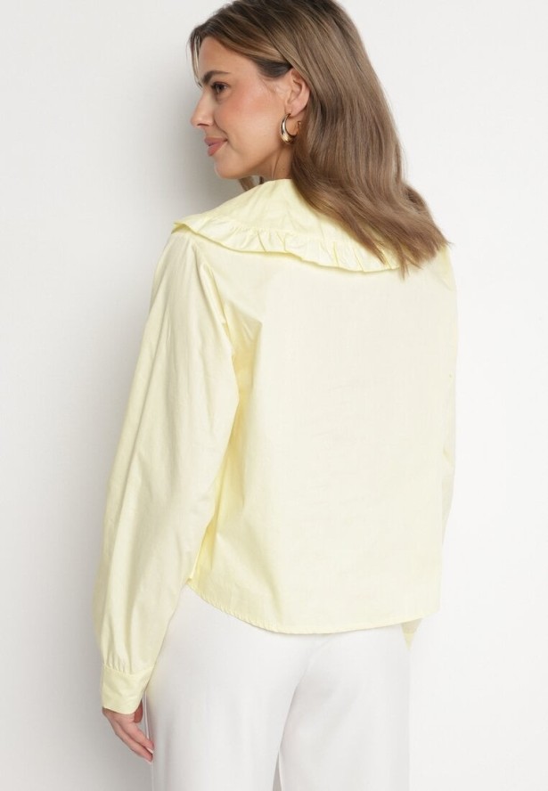 Żółta Koszula z Bawełny Ozdobiona Kołnierzykiem Fulinea