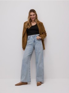 Jeansy z szerokimi nogawkami - niebieski