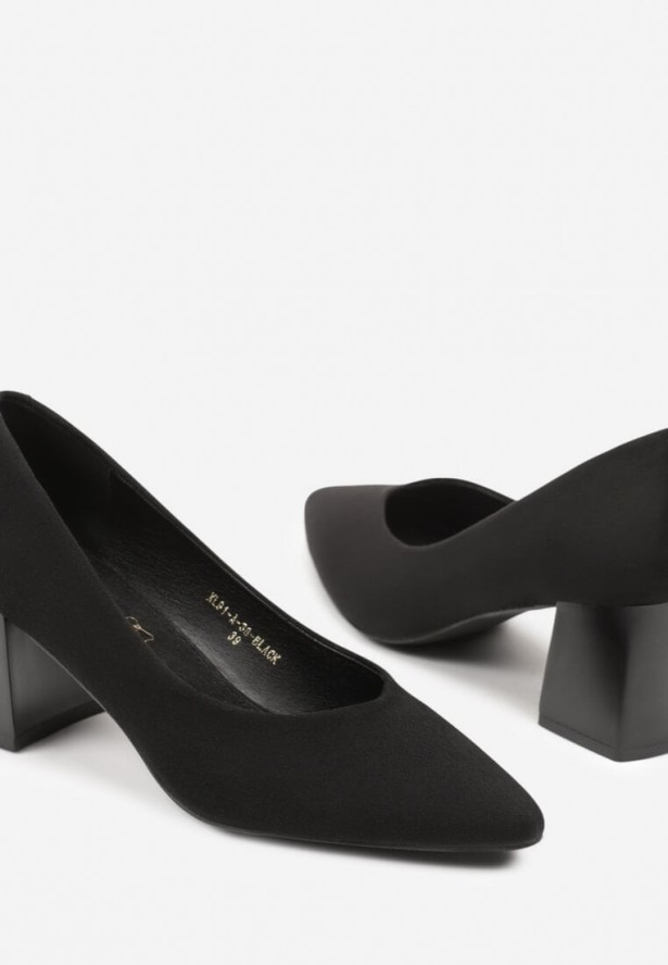 Czarne Czółenka Vices na Stożku z Wkładką ze Skóry Naturalnej Esande