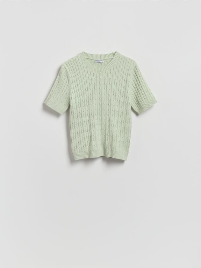 Sweter ze strukturalnym splotem - jasnozielony