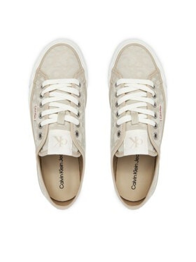 Calvin Klein Jeans Sneakersy Vulc Flatf Jacquard Aop YW0YW01965 Beżowy