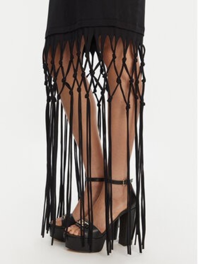 Versace Jeans Couture Sukienka codzienna Logo Fringes 78HAOE01 CJ02E Czarny Regular Fit