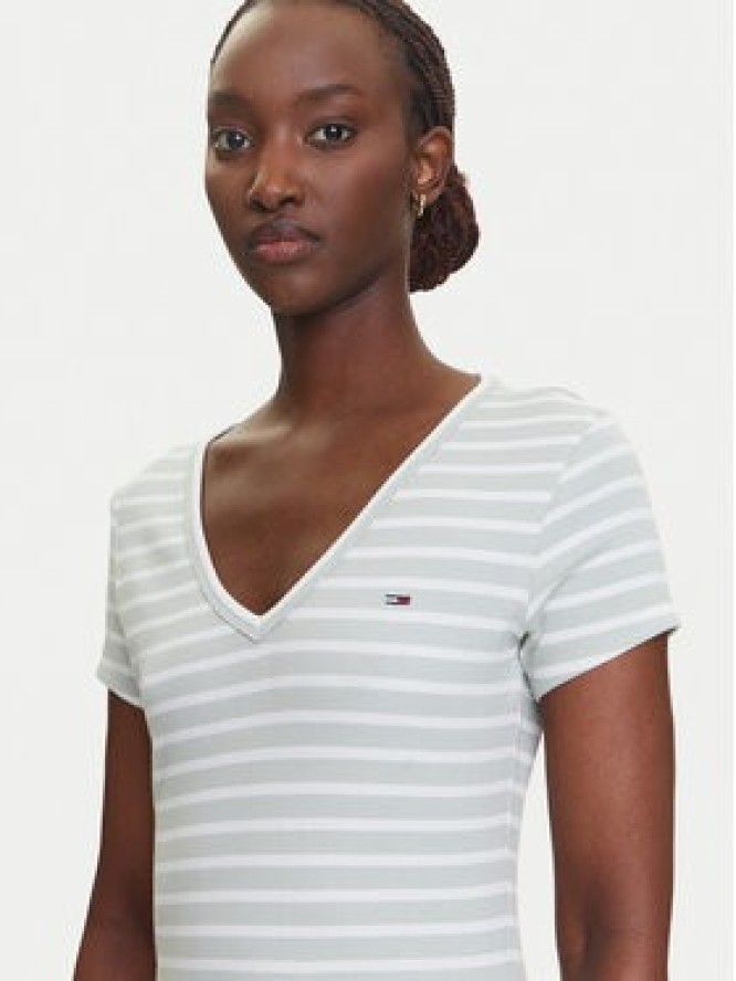 Tommy Jeans T-Shirt Essential DW0DW17385 Zielony Slim Fit