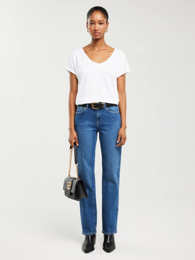 Jeansy damskie z prostą nogawką niebieskie Myrra 313