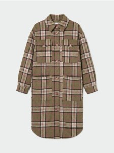 Płaszcz koszulowy z domieszką wełny - wielobarwny