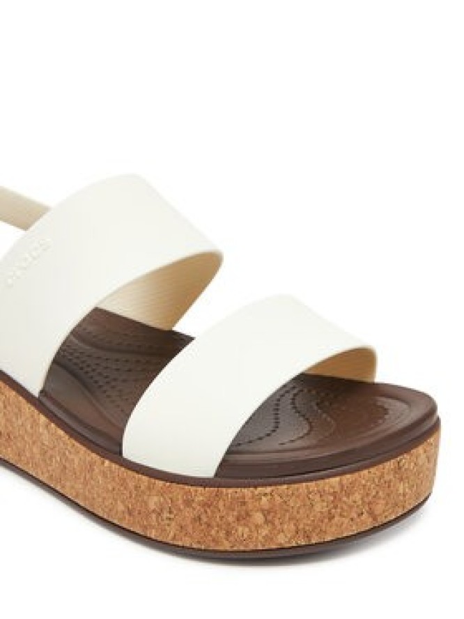 Crocs Sandały Brooklyn Cork Low Wedge 211144 Écru