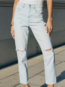 Jeansy mom high waist - niebieski