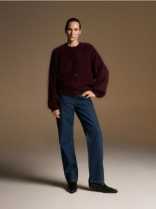 Kardigan z moherem - mahoniowy