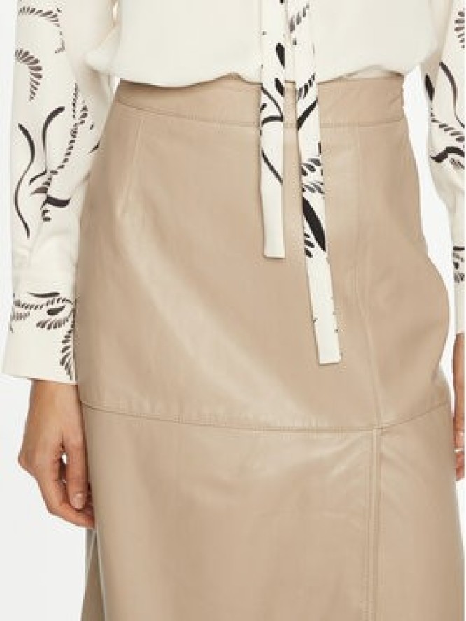 Marella Spódnica skórzana Bambino 2513401011 Écru Regular Fit