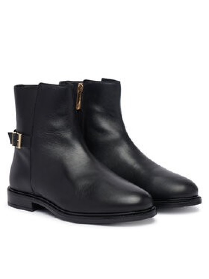 Tommy Hilfiger Botki Th Buckle Leather Ankle Boot FW0FW09486 Czarny
